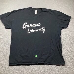 Gannon‎ University T Shirt Women's 2XL Black Short Sleeve V Neck Holes on Front